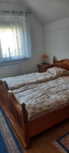 two twin beds in a bedroom with a window at Apartments-Asquiro in Raskršće