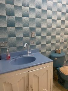 La salle de bains est pourvue d'un lavabo et de toilettes. dans l'établissement Casa Familiar, à Catemaco