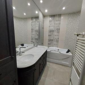 La salle de bains est pourvue d'un lavabo et d'une baignoire. dans l'établissement Prime 2BDR at Arc de Triumph, à Bucarest