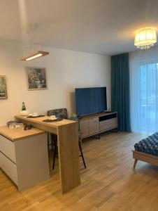 TV a/nebo společenská místnost v ubytování Apartment Viesturdārz