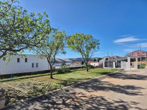 eine Straße mit Bäumen und einem weißen Gebäude in der Unterkunft Gumla House in Stara Novalja