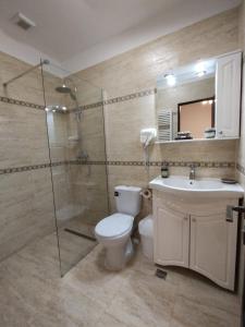 ein Badezimmer mit Toilette, Dusche und Waschbecken in der Unterkunft La Amy in Pangarati + 55 Fotos
