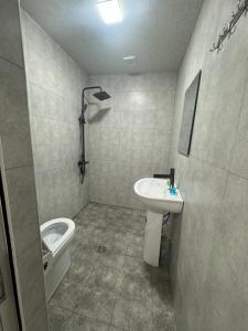 uma casa de banho com um lavatório e um WC em VARDANANTS HOTEL Meghri em Meghri