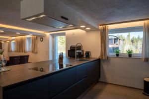 a kitchen with a sink and a counter top at Bauern-Ferienhaus-im-Allgaeu in Buchenberg