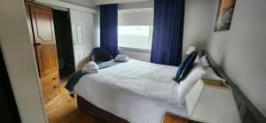 a bedroom with a bed and a window at Dolphin Watch Wild Atlantic Way in Fanore
