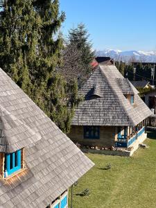 une vue sur une maison avec deux toits dans l'établissement La patru daci, à Ocna Şugatag