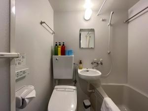 京都市にあるMiro Kyoto Nijo Hotel - Vacation STAY 41092vのトイレ、洗面台、浴槽を備えたバスルーム