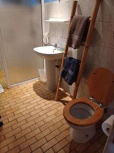 een badkamer met een toilet en een wastafel bij Studio a Sainte Anne a 350 m de la plage avec piscine partagee jardin clos et wifi in Sainte-Anne