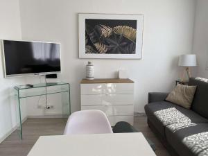 Televízia a/alebo spoločenská miestnosť v ubytovaní Charmant T2 au cœur du village avec garage, balcon ensoleillé et wifi à Balaruc-les-Bains. - FR-1-553-183