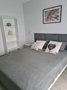 een slaapkamer met een bed met 2 kussens erop bij Apartament Kochanowskiego 10 in Nowy Sącz