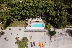 an overhead view of a swimming pool in a backyard at South Pacific Memories in Port Vila