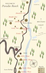 a map of the ponderosa harvest trail at Paradise Ranch Inn - Liberated Tent in Three Rivers