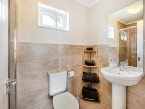 a bathroom with a toilet and a sink at Church View - Uk46896 in Kinlet