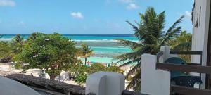 a view of the beach from a balcony at Hotel Blue Reef frente al mar in Mahahual