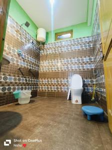 a bathroom with a toilet and a sink at Chojh Inn Guest House in Kasol