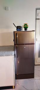 a refrigerator with a plant on top of it at Green House, Upstairs Apartment in Madihe East