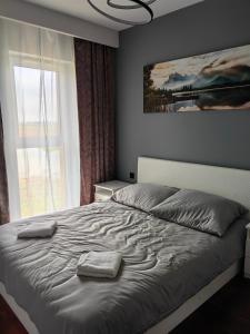 Tempat tidur dalam kamar di Apartamenty Zator Jaśminowa