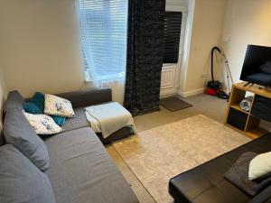 a living room with a couch and a television at Brislington villa in Bristol