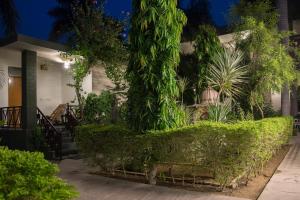a house with green hedges in front of it at Hotel Ranthambore Regency in Sawāi Mādhopur