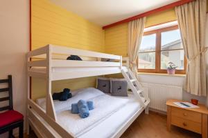 1 Schlafzimmer mit 2 Etagenbetten mit Teddybären in der Unterkunft Apartment Gisela in Hopfgarten im Brixental