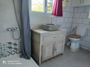 y baño con lavabo y aseo. en Chez Ophélie, en Saint-Bazile-de-Meyssac