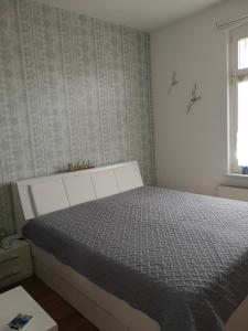 a bedroom with a large bed in a room at Lange am Meer in Heringsdorf