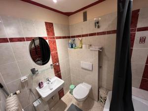 een badkamer met een toilet en een wastafel bij Studio Apartment mit Balkon in Neumünster