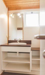 La salle de bains est pourvue d'un lavabo et d'un miroir. dans l'établissement Terres de France - Les Hameaux des Marines, à Saint-Denis-dʼOléron