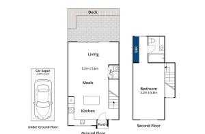 a floor plan of a house at Whitewash Beachfront Apartment on The Esplanade in Torquay