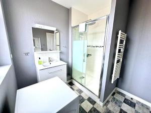 een badkamer met douche, toilet en wastafel bij Magnifique 3 Chambres - Parking - Hyper Centre - Gare in Amiens
