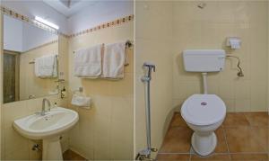 a bathroom with a toilet and a sink at Treebo Bliss in Jaipur