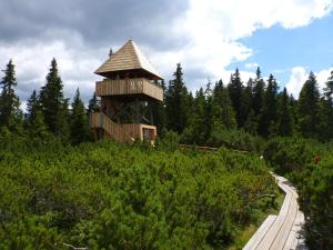 a tree house in the middle of a forest at APARTMA ARNIKA Rogla, Turistično naselje NUNE RESNIK, RESNIK 110 in Zreče