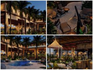 a collage of four pictures of a resort at LUCY HOTEL & APARTMENT in Ho Chi Minh City