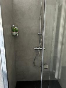 eine Dusche mit Glastür im Bad in der Unterkunft Casa Dolce Casa in Masera