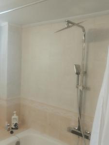 uma casa de banho com um chuveiro e uma banheira em Olibia- 5 em Atenas