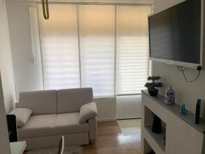 Televízia a/alebo spoločenská miestnosť v ubytovaní Apartment Modern Studio Near Žnjan Beach