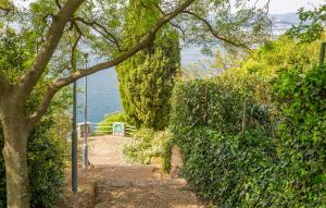 a path next to a hedge with a view of the water at 3 Bedroom Pet Friendly Home In Omisalj in Omišalj +25 photos