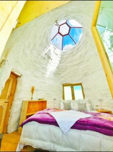 a bedroom with a large bed in a house at Spiti Eco Domes in Kaza