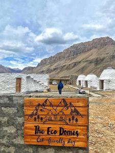 a sign that says the ice dunes for familyarityidy at Spiti Eco Domes in Kaza