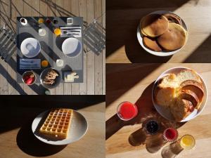 un collage de cuatro fotos de comida en un tazón en La ferme d'Hauteluce - Chambre d'hôtes, en Hauteluce