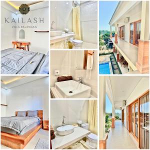 a collage of photos of a bedroom and a villa at Kailash Villa Balangan in Jimbaran