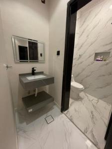 a bathroom with a sink and a toilet at Hanan petra House 