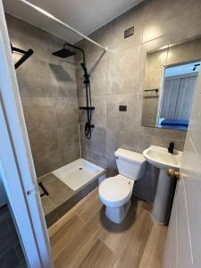 a bathroom with a toilet and a sink at AH alojamientos in Antofagasta