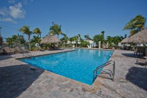uma piscina com cadeiras e guarda-sóis num resort em Sunshine Key RV Resort & Marina em Big Pine Key