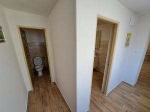 an empty room with a toilet and a bathroom at Karolinka Radějov in Radějov