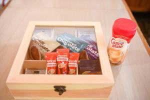 a wooden box filled with different types of food at The ARC 2 in Scarborough