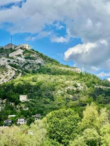 uma colina verde com um castelo no topo em Pratique, Proche Gare & Petit Prix avec Parking em Grenoble