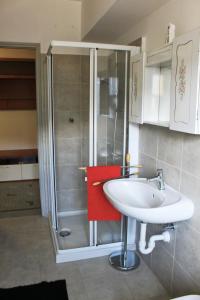 a bathroom with a sink and a shower at La Piudana Como Lake in Ponna Superiore +26 photos