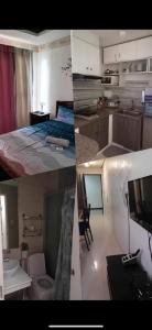 a collage of photos of a kitchen and a bathroom at Robinson manila birchtower in Manila