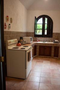 a kitchen with a stove and a sink in it at Finca Ana Isabel 